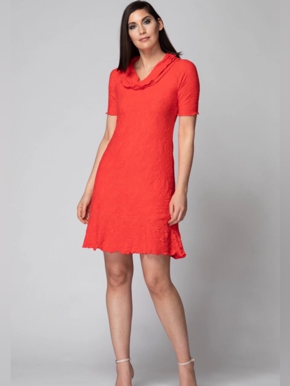 Joseph Ribkoff Coral Cowl Neck Short Sleeve Dress 10